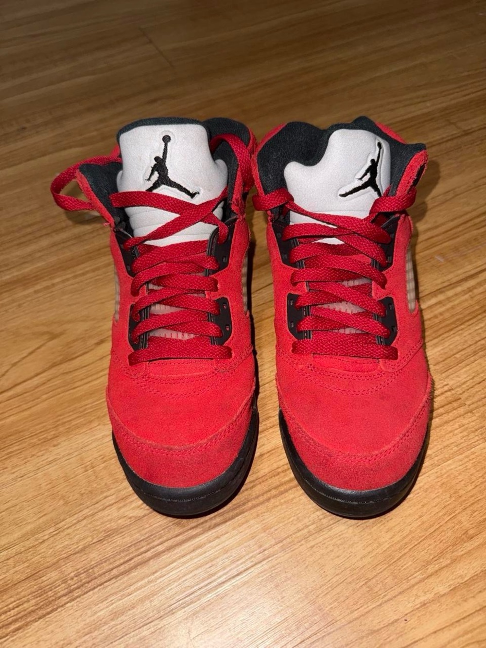 Jordan Kids' Red and Black Suede High-Top Sneakers